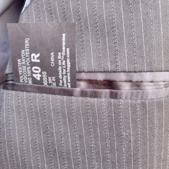 Men's Jacket 40R Haggar Black w/ silver Pinstripes - Picture 4 of 6